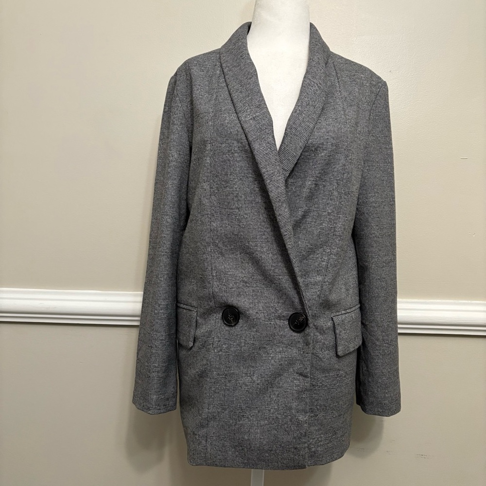 All Saints Harriet checker  Double Breasted relaxed oversized Blazer Size 00 - Picture 2 of 15